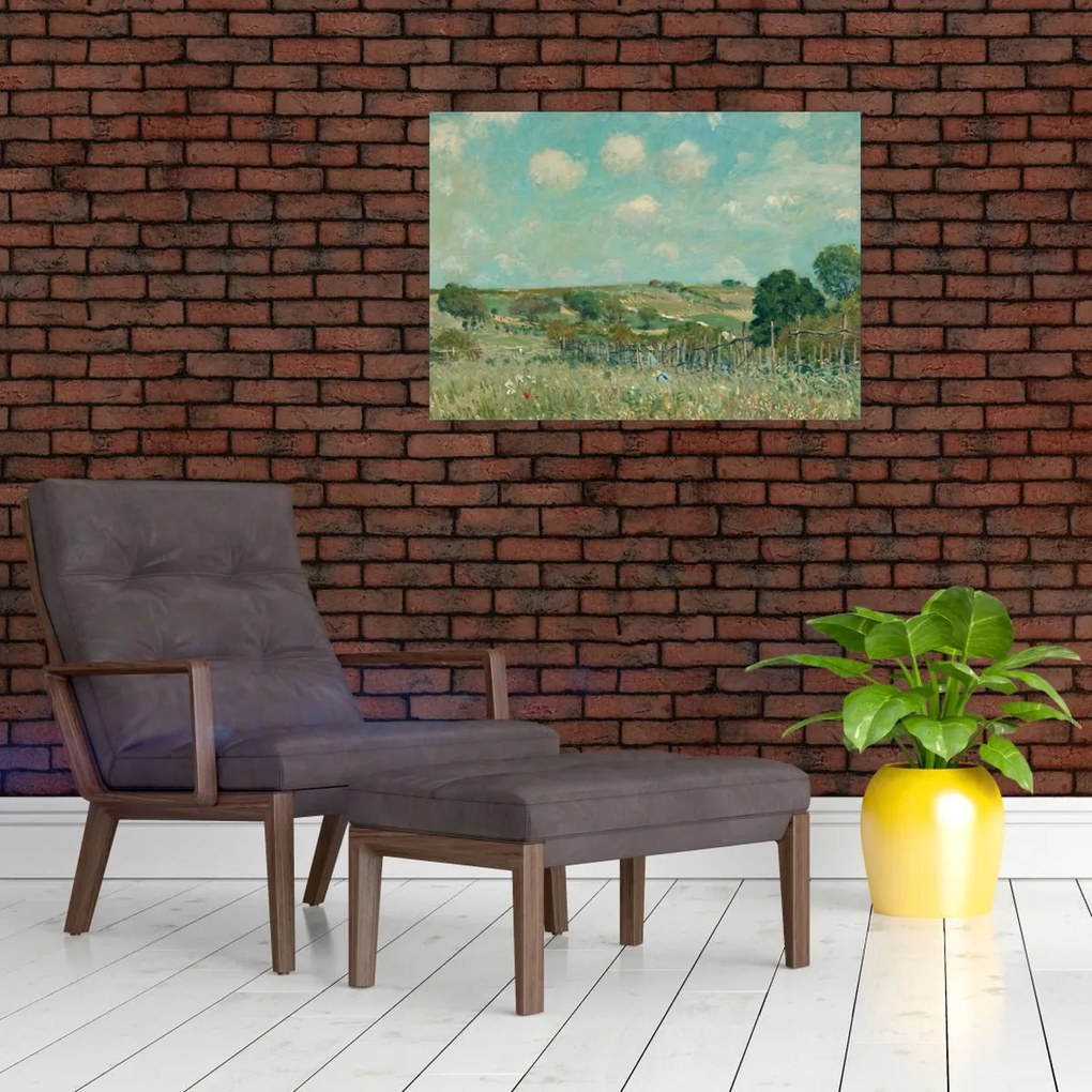 Obraz na szkle - Alfred Sisley,  Meadow, reprodukcje (70x50 cm)