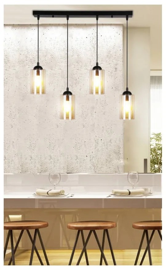 Czarna lampa wisząca ze szklanym kloszem 10x65 cm Bistro – Candellux Lighting