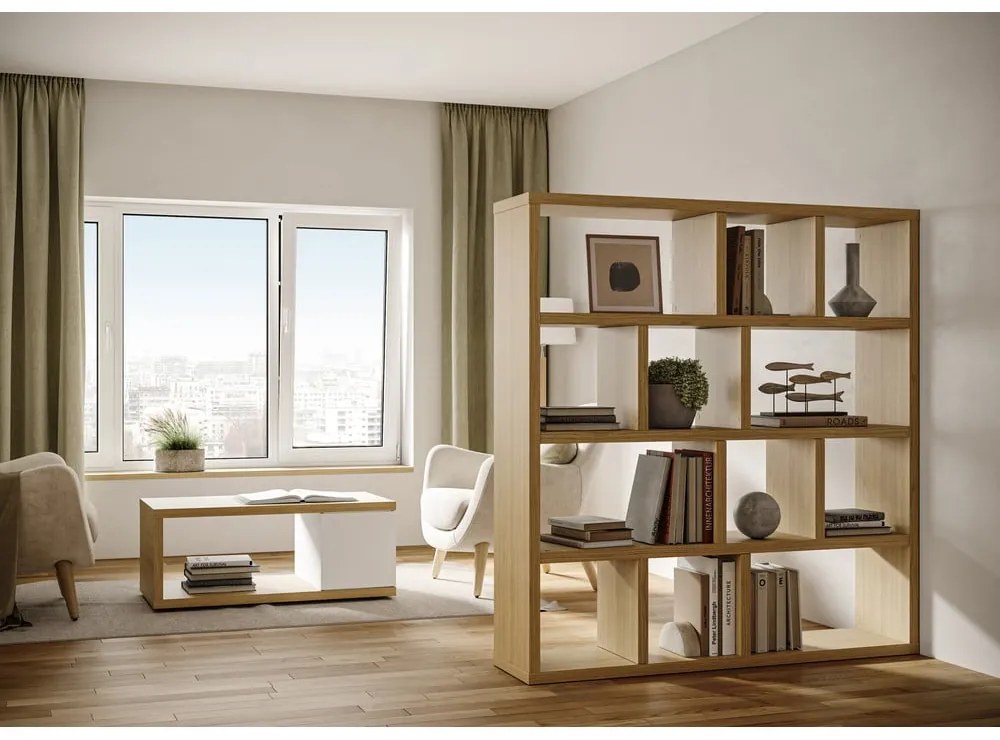 Brązowy regał w dekorze dębu 150x159 cm Berlin – TemaHome