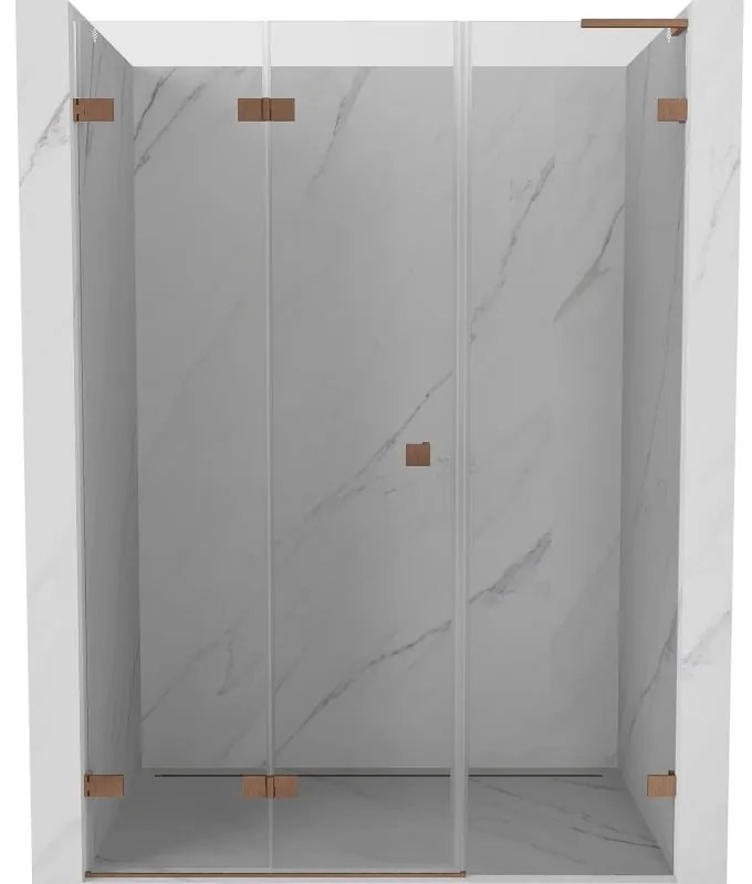 Mexen Lunar-F L drzwi prysznicowe składane lewe 145 cm, transparent, miedź szczotkowana - 836SL-145-050-65-00-L