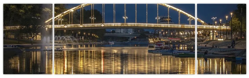 Obraz mostu z fontanną (170x50 cm)