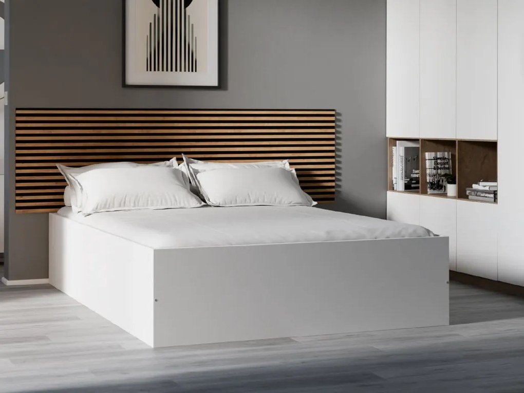 Łóżko BELLA 140 x 200 cm, białe Stelaż: Ze stelażem listwowym elastycznym, Materac: Materac Somnia 18 cm