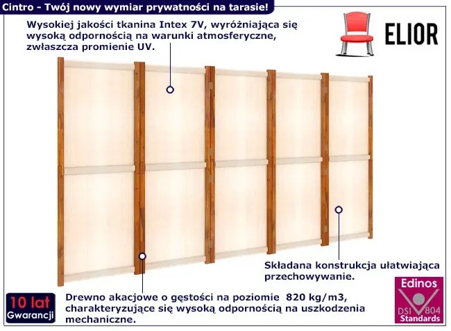 Kremowy parawan panelowy na taras G4-A52