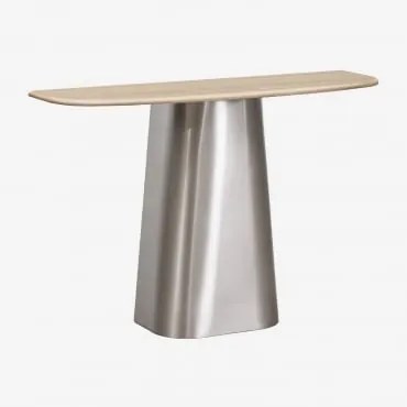 Konsola Do Przedpokoju 120x40 Cm Z Kamienia Naturalnego I Stali Nierdzewnej Moreila Travertine - Sklum