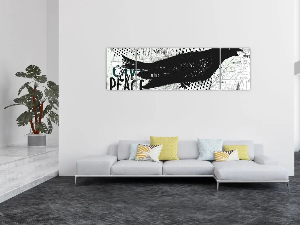 Obraz - Street art - ptak (170x50 cm)