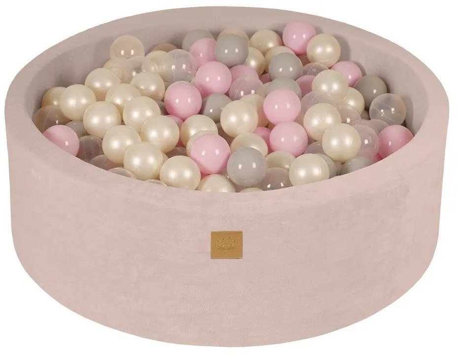 Kremowy aksamitny basen z kulkami ø 90x30 cm Montessori – Meowbaby
