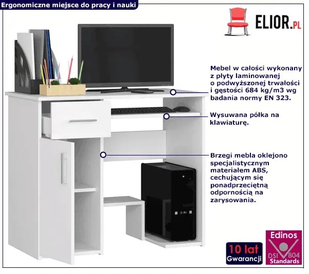 Białe biurko skandynawskie z szafką F4-D80