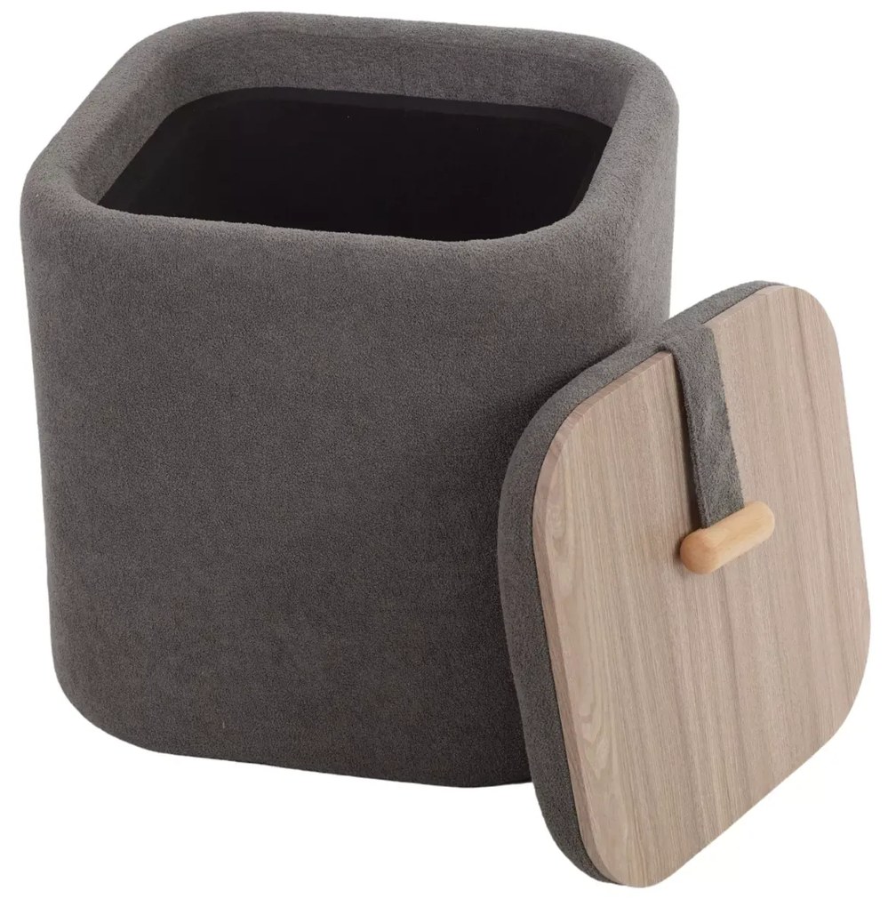 Szary taboret NAP z miejscem do przechowywania 37x37 cm