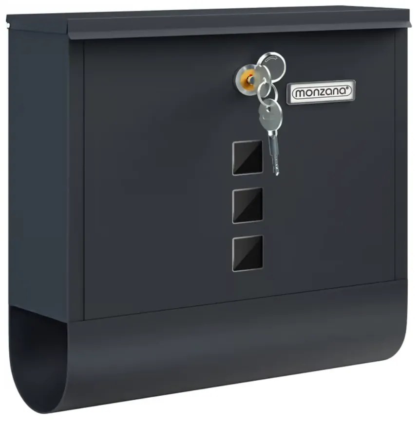 Monzana Skrzynka pocztowa z tubą na gazety POST, 30,5x10x33,5cm, antracyt