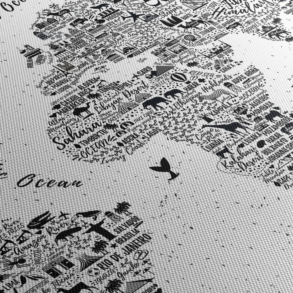 Obraz - Mapa piktogramów (z zegarem) (90x30 cm)