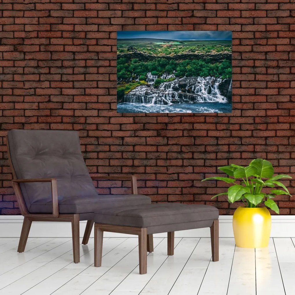 Obraz na szkle - wodospady w przyrodzie (70x50 cm)