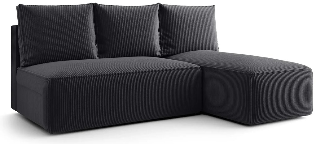 Grafitowa rozkładana sofa narożna z pojemnikiem  R2-W20
