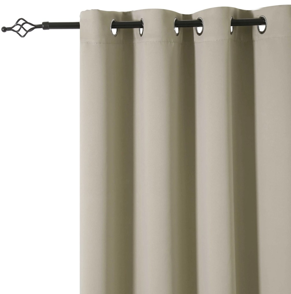 Beżowa zasłona OXFORD 140x250 cm Zawieszanie: Metalowe pierścienie