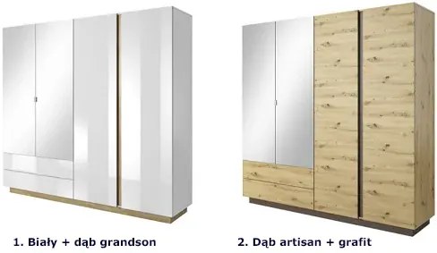 Szafa na ubrania dąb artisan + grafit M5-P55