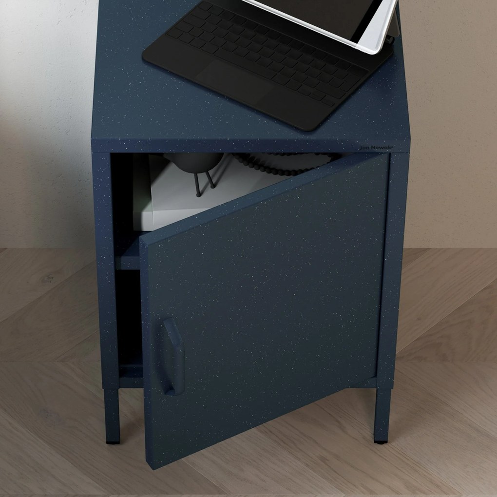 Szafka nocna metalowa na nóżkach granatowa, 424x595x400 mm: MIA Modern