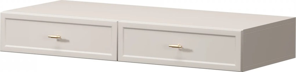 Toaletka wisząca Lorini 100 cm z szufladami - kaszmir / złote uchwyty T-bar