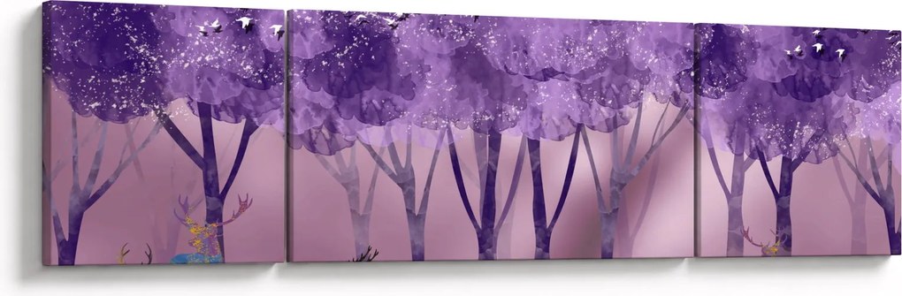 Obraz - Jeleń w magicznym lesie (170x50 cm)