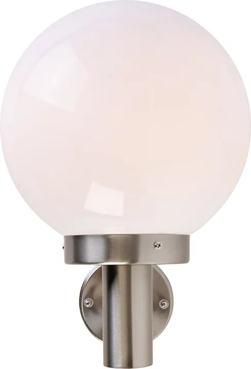 Nowoczesna zewnętrzna lampa ścienna ze stali nierdzewnej z plastikową kulą IP44 - Sfera