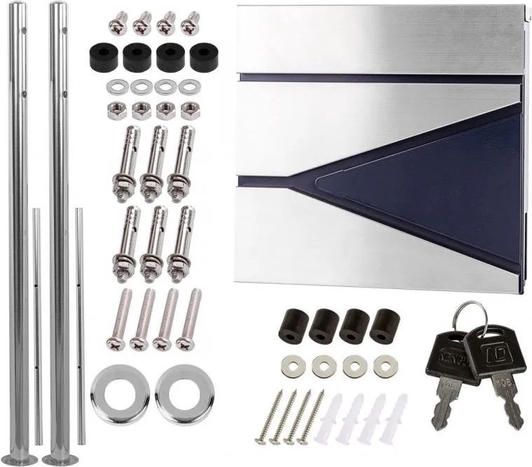 STILISTA Skrzynka na listy ze stojakiem, stal, 37 x 10,5 cm