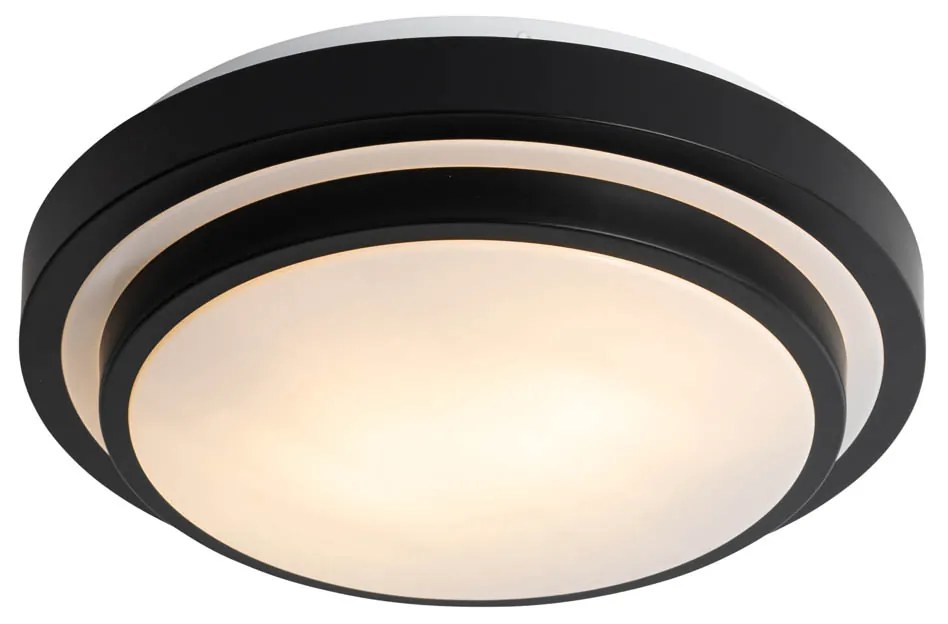 Nowoczesna lampa sufitowa czarna z biała 35 cm IP44 - Walden