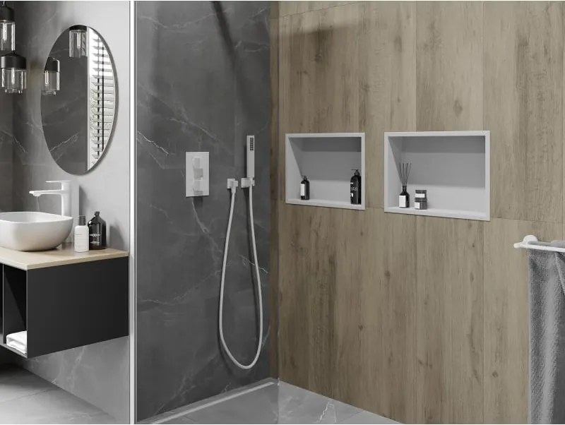 Mexen X-Wall-R półka wnękowa z kołnierzem 45 x 30 cm, biała - 1920453010