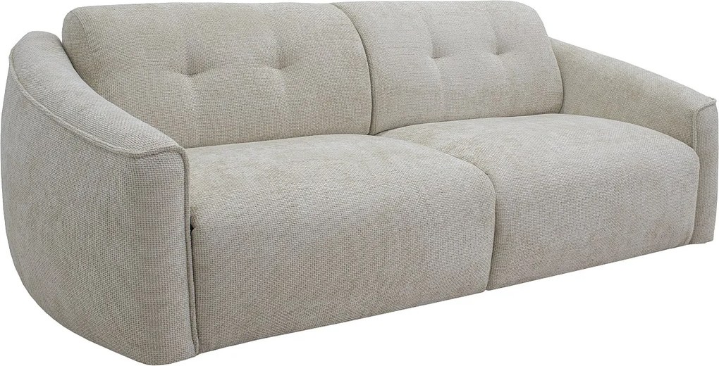 Kanapa 3-osobowa typu express z beżowej tkaniny teksturowanej - Powierzchnia spania 140 cm - Materac 13 cm memory foam ASUFA