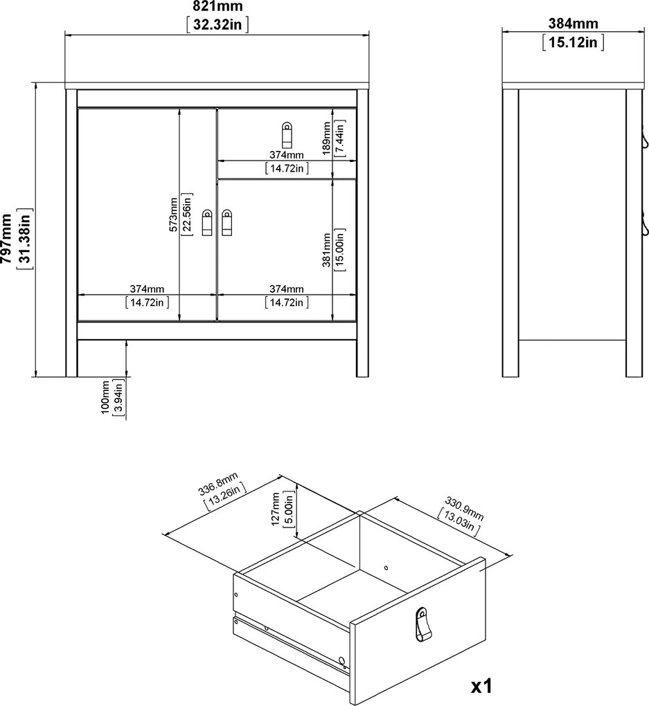 Komoda pokojowa z szafkami i szufladą Madrid 2+1 biały mat
