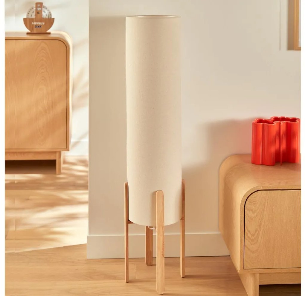 Atmosphera - Lampa stojąca KEYAH 1xE27/25W/230V z drewna kauczukowego