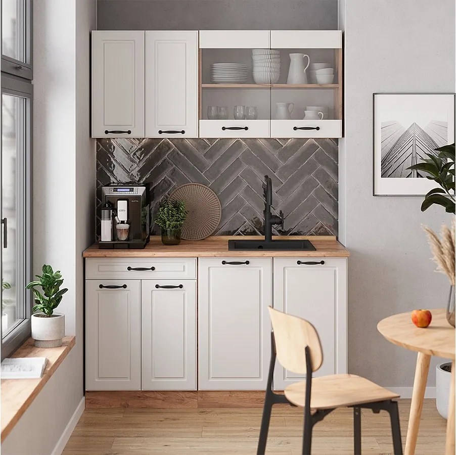 Pojedyncza kuchnia biały dworek/złoty dąb 140x60x81.6 r-line