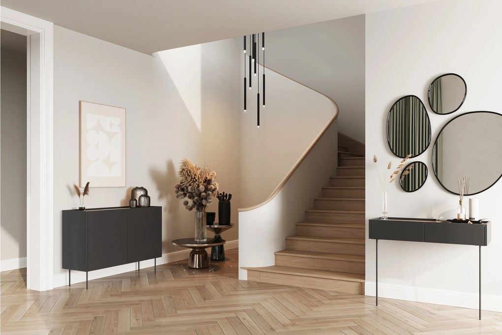 Komoda Desin 120 cm dwudrzwiowa - czarny mat / dąb nagano