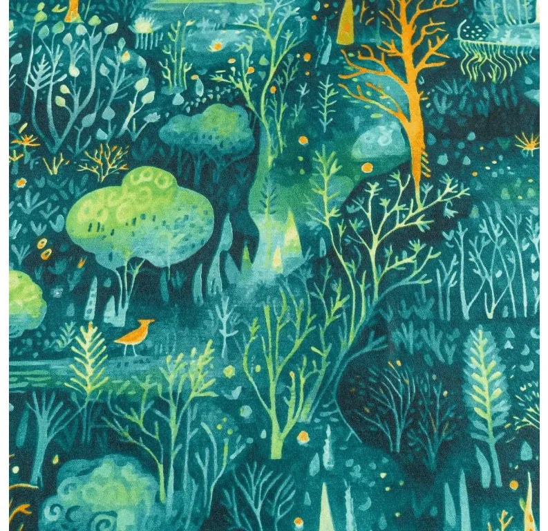 PrzytulneMieszkanie.pl Prześcieradło z mikrofibry 140x240 cm i poszewka na poduszkę 50x70 cm NEON FOREST, kolorowe