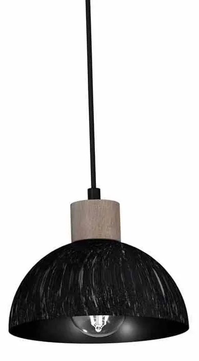 Lampa wisząca, czarna, drewno, potrójna, ERIK Sawn black/Patinated wood 3XE27