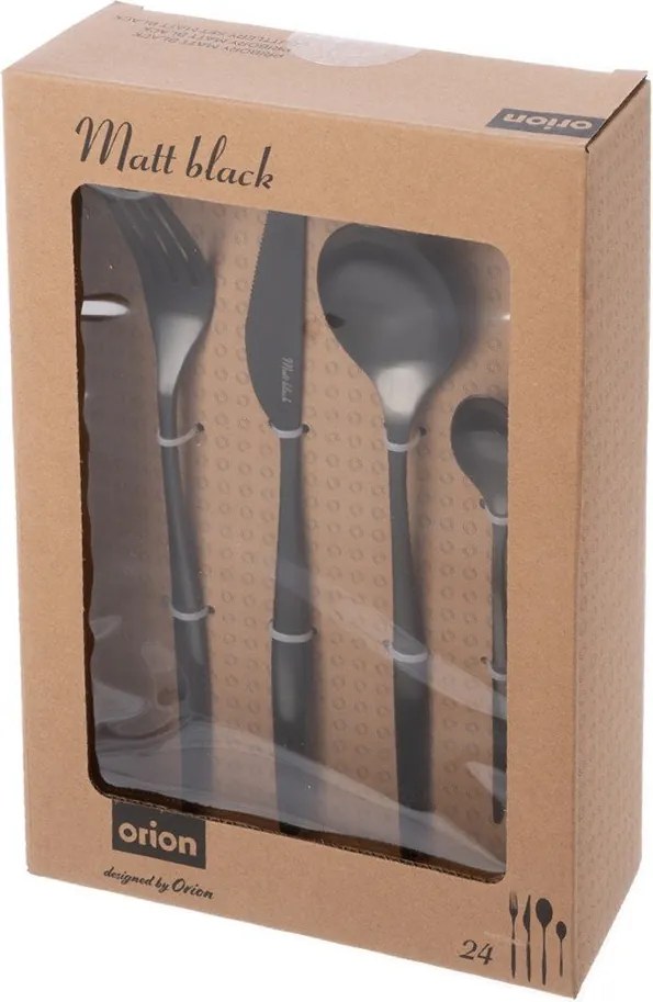Czarne sztućce ze stali nierdzewnej 24 szt. – Orion