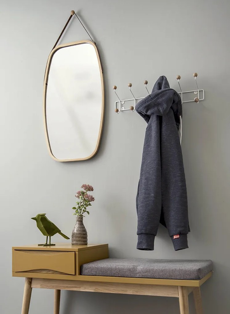 Wieszak na ubrania na ścianę SATURNUS, drewniane gałki, 53,5 cm