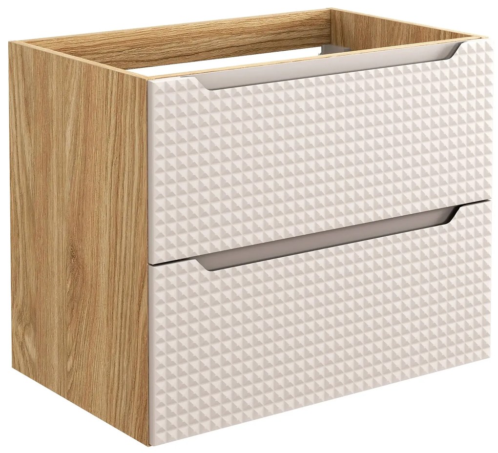 Beżowa wisząca szafka łazienkowa z szufladami 70 cm S3-K80