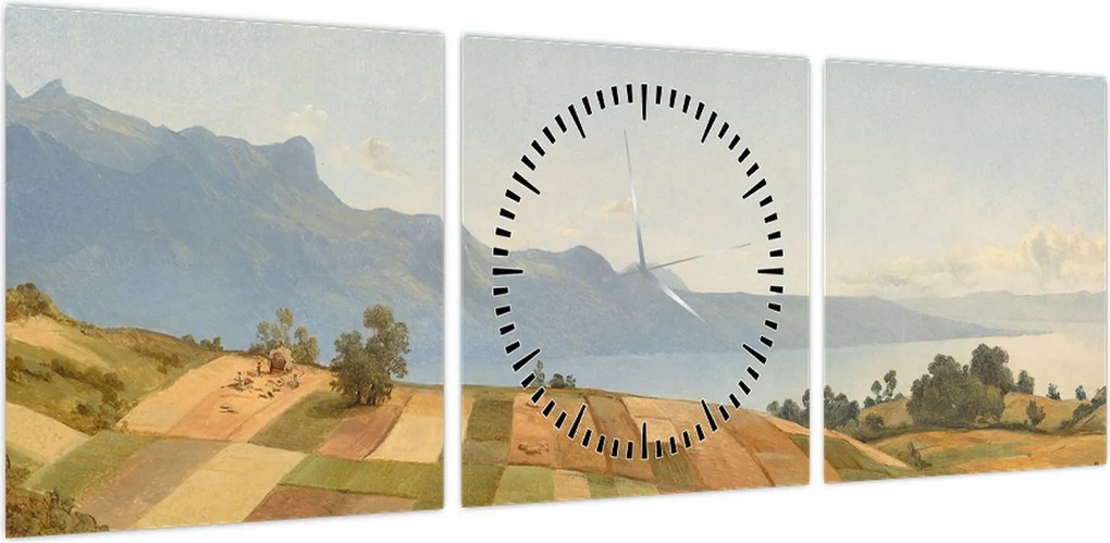 Obraz - Alexandre Calame, Swiss Landscape, reprodukcje (z zegarem) (90x30 cm)
