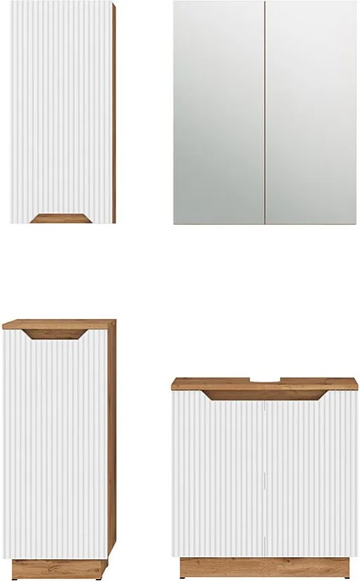 Zestaw mebli łazienkowych dąb/białe paski 59.8x32x62.1 lotta
