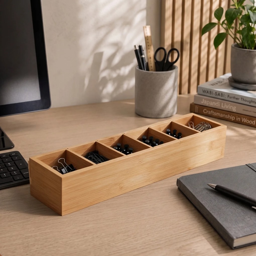 Organizer biurkowy bambusowy, 38 x 8 x 7 cm