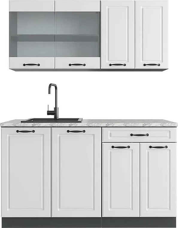 Pojedyncza kuchnia biały dworek/antracyt 140x60x81.6 r-line