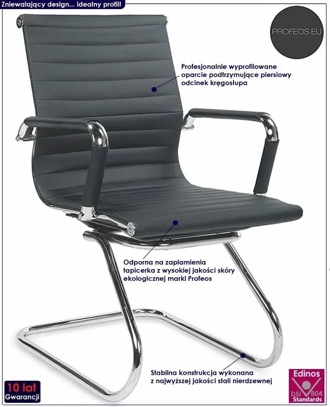 Czarny fotel konferencyjny F1-T65