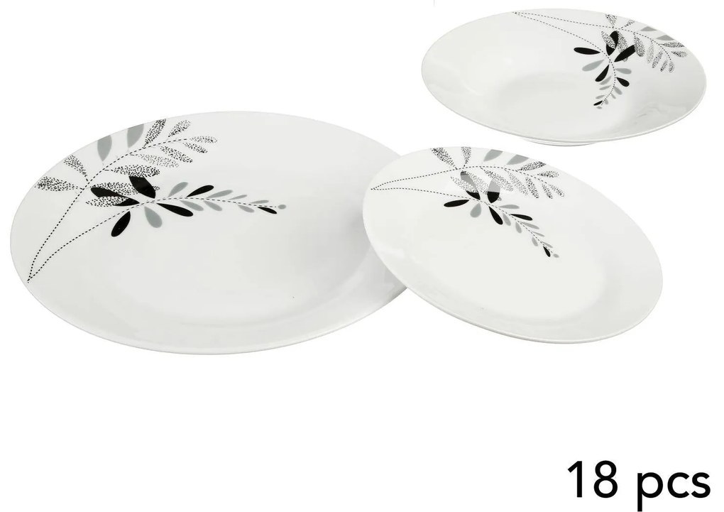 Komplet talerzy dla 6 osób, porcelana, 18 elementów