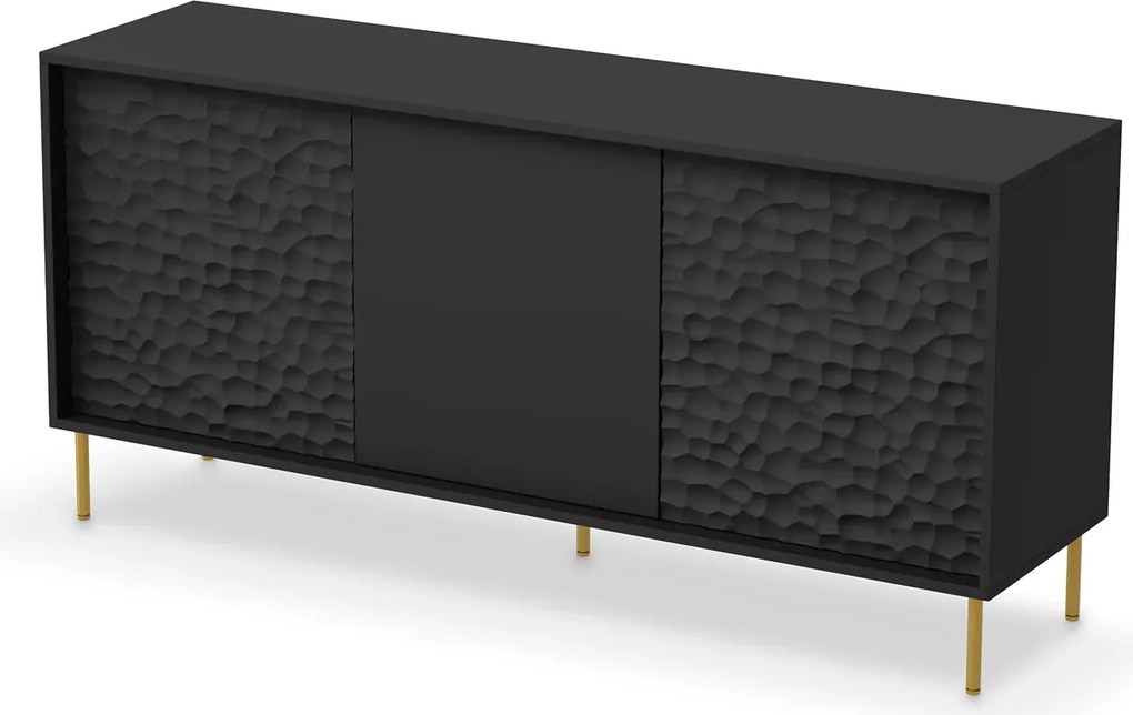 Czarna nowoczesna komoda z frontami 3d H5-P94
