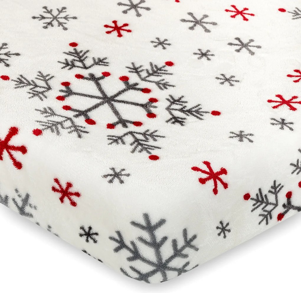 4Home Świąteczne prześcieradło mikroflanela Snowflakes, 180 x 200 cm