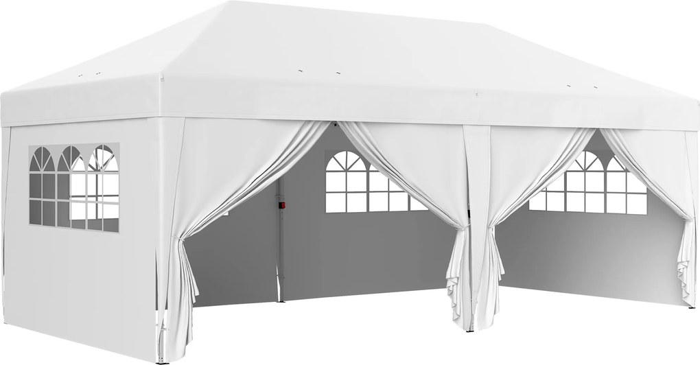 Outsunny Pawilon ok. 6x3 m, stabilny, odporny na zimę, pop-up składany pawilon z oknem, drzwiami na zamek błyskawiczny i ściankami bocznymi, ochrona UV | Aosom PL