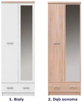 Biała szafa dwudrzwiowa z lustrem Iksor