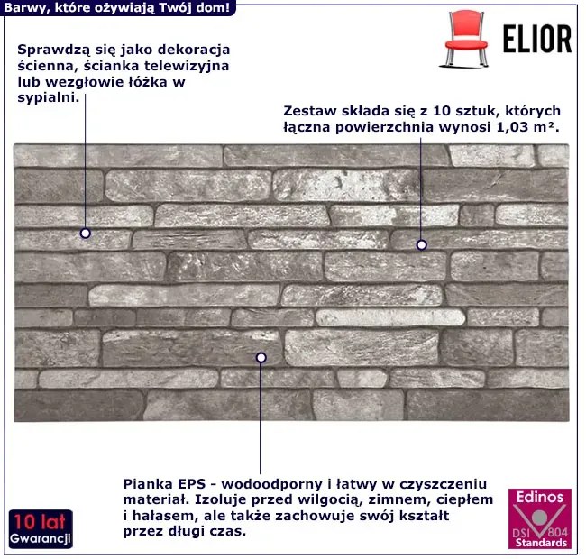 Ciemnoszare panele ścienne komplet 10 sztuk Z9-B99