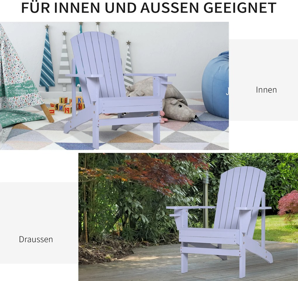 Outsunny Wygodne Krzesło Ogrodowe Adirondack - Leżak, Mebel Balkonowy, Niebieski - Relaks na Świeżym Powietrzu