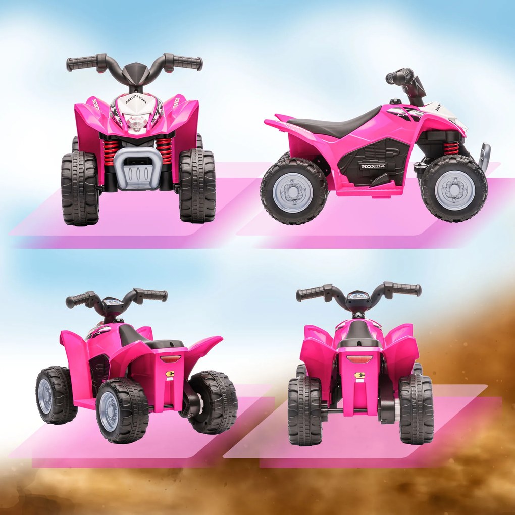 AIYAPLAY Elektryczny quad dla dzieci, oświetlenie LED, klakson, szerokie opony, wygodne siedzisko, antypoślizgowe uchwyty, różowy | Aosom PL