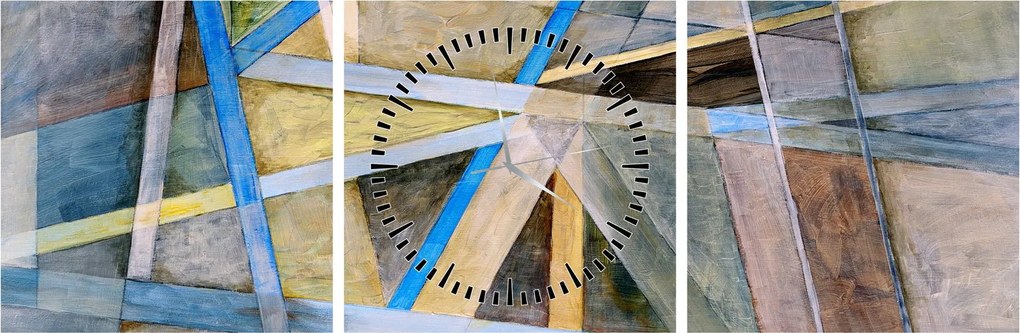 Obraz - Abstrakcja (z zegarem) (90x30 cm)