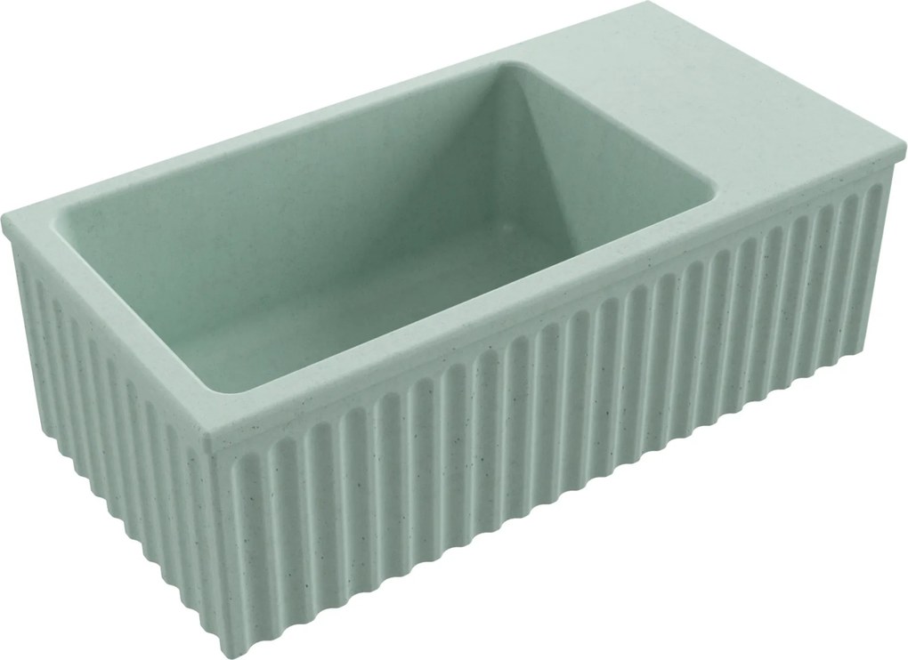 Umywalka betonowa ryflowana nablatowa / wisząca prostokątna 60 x 30 cm WELLE | różne kolory : Kolor - Miętowy, Typ montażu - podwieszana